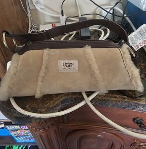 Auth Ugg Australia Uggs Sheepskin Fur & Suede Leather Handbag